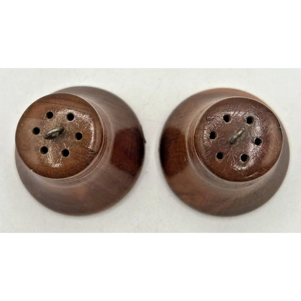 Vintage Retro Salt and Pepper Shakers Wooden Bell Shape U260/54